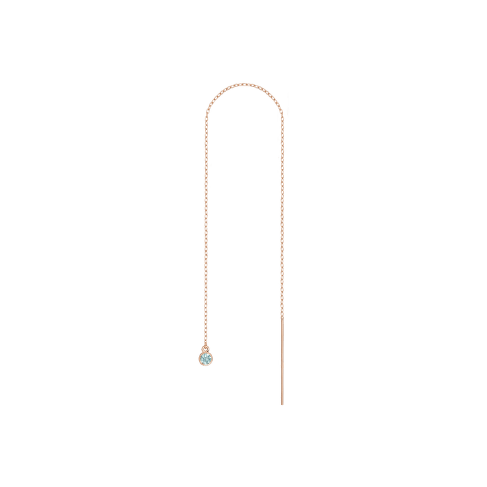 Birthstone Threader Aquamarine - Mar 14K 18K Rose Gold