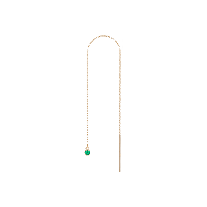 Birthstone Threader Emerald - May 14K 18K Yellow Gold