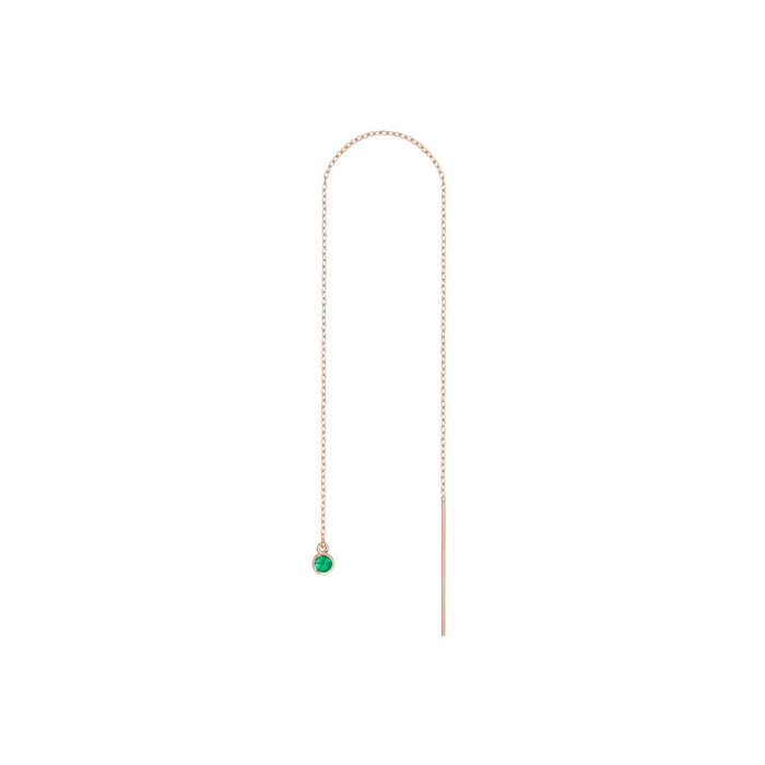 Birthstone Threader Emerald - May 14K 18K Rose Gold