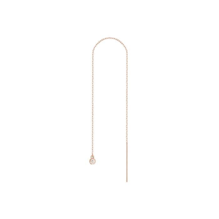 Birthstone Threader White Topaz - Apr 14K 18K Rose Gold Pair | Single | First