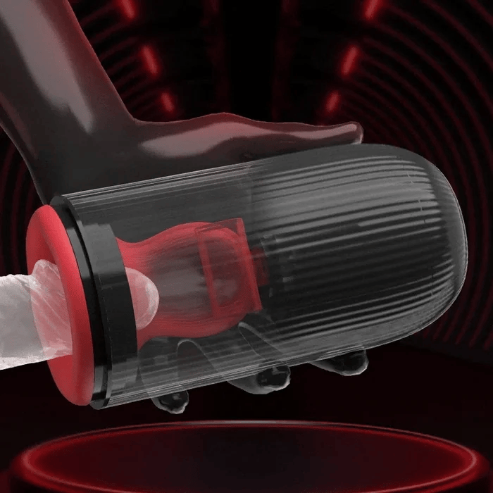 black and Red Cyclone Thruster Rotating Vibration Suction Penis Vibrators