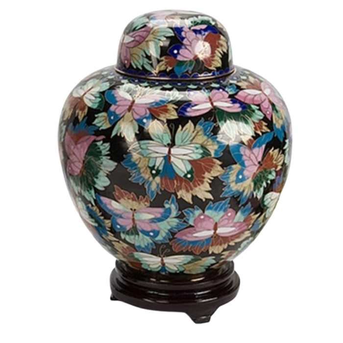 BLACK COPPER CLOISONNE KEEPSAKE URN