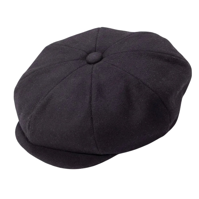 Black wool felt newsboy cap