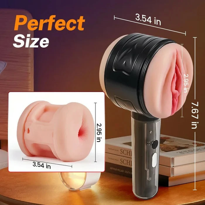 BlackV - Vibration Anal and Vaginal 2 in 1 Handheld Masturbator all sizes