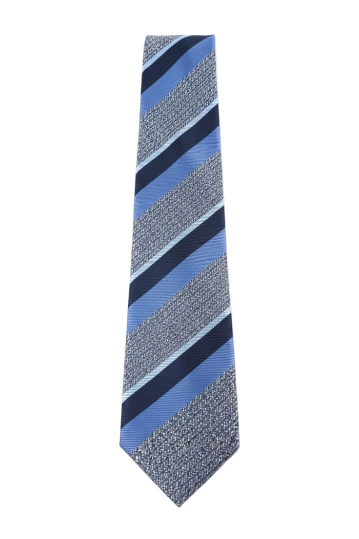 Blue textured diagonal stripe tie