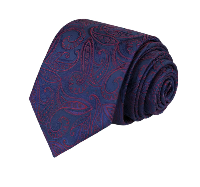Blue paisley print tie
