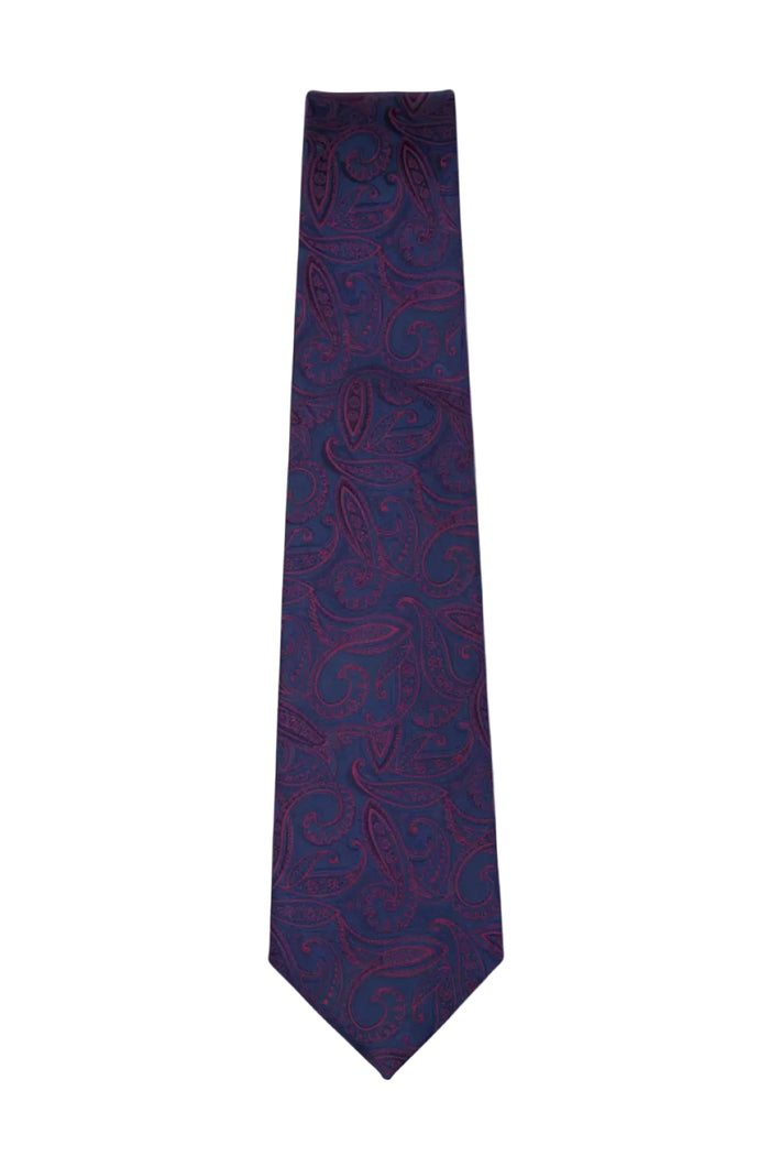 Blue paisley print tie