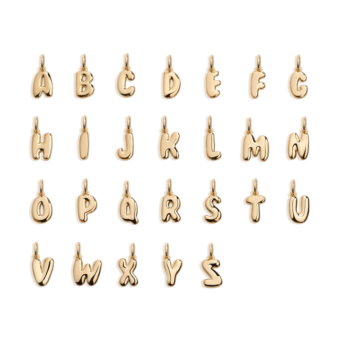 Bold Bubble Letter Pendant Vermeil 14k Yellow Gold E