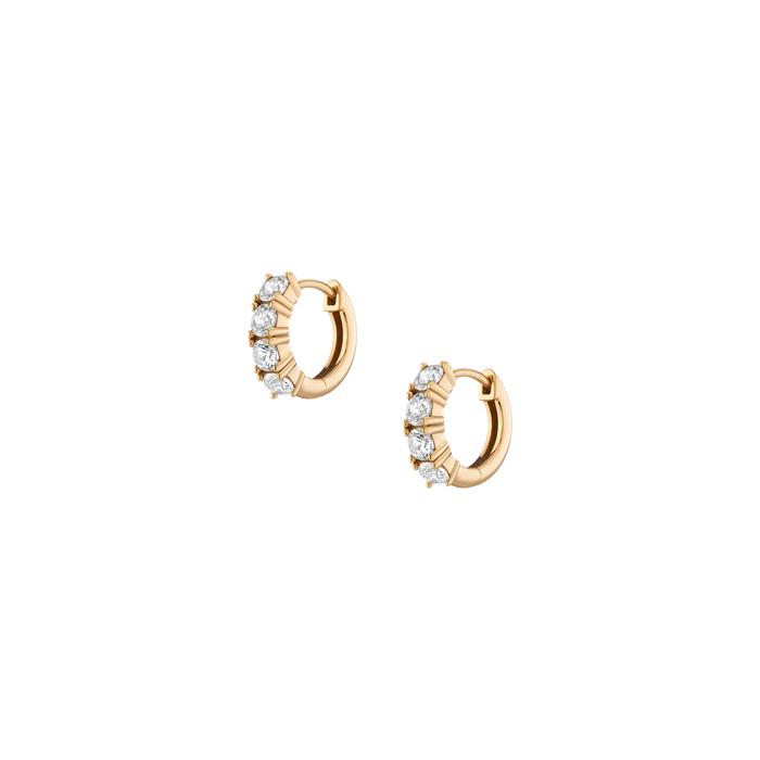 Bold Lab Grown White Sapphire Huggie Earrings Vermeil Yellow Gold First