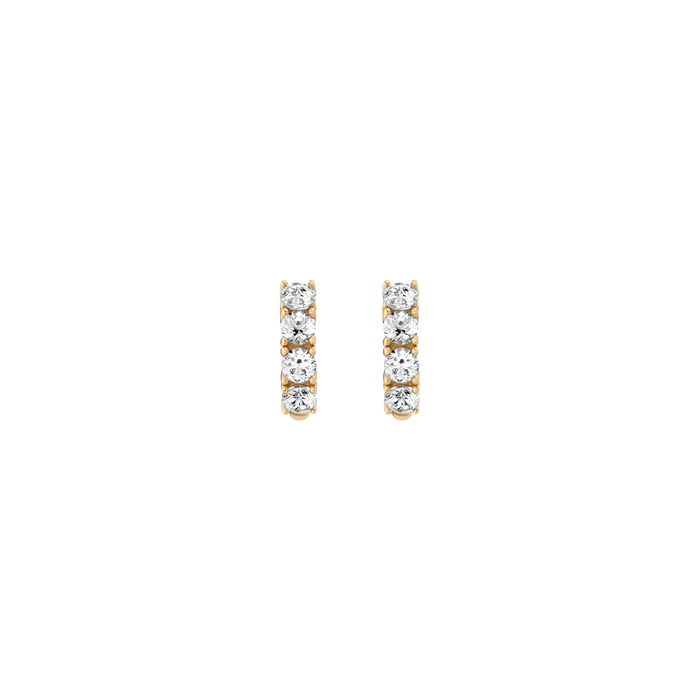 Bold Lab Grown White Sapphire Huggie Earrings Vermeil Yellow Gold