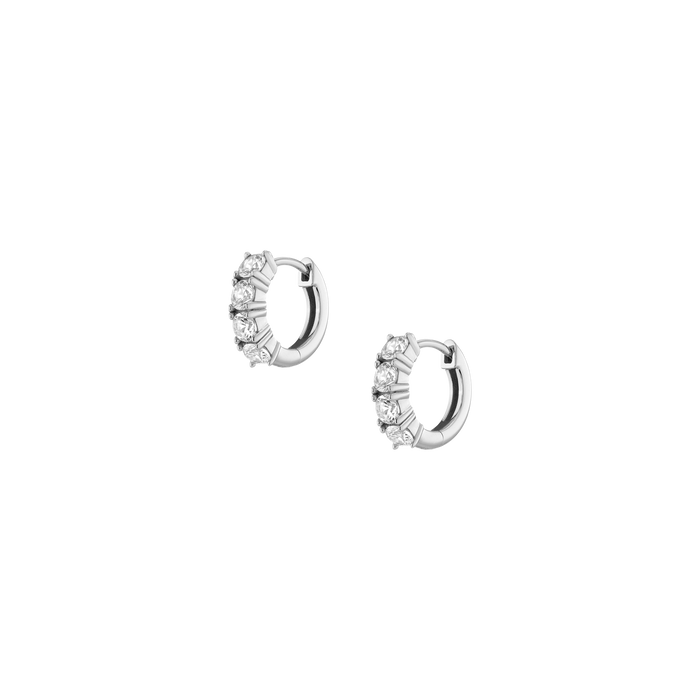 Bold Lab Grown White Sapphire Huggie Earrings Vermeil White Gold First