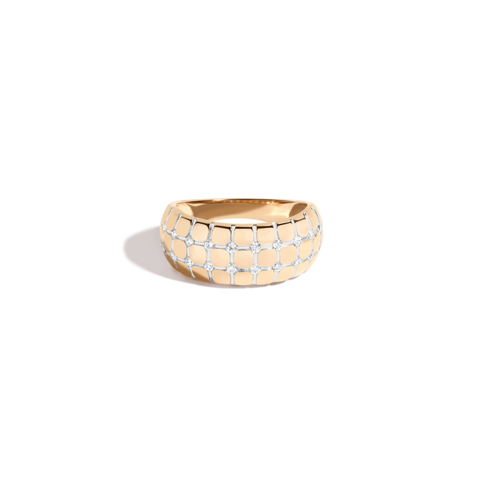 Bold Lab Grown White Sapphire Matrix Ring Vermeil Yellow Gold First