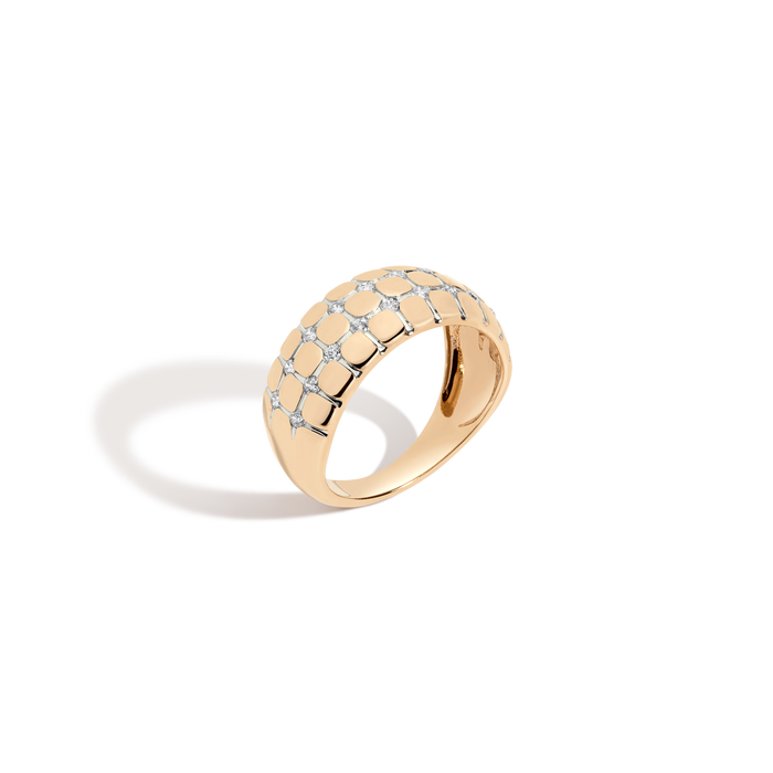 Bold Lab Grown White Sapphire Matrix Ring Vermeil Yellow Gold