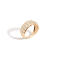 Bold Lab Grown White Sapphire Matrix Ring Vermeil Yellow Gold