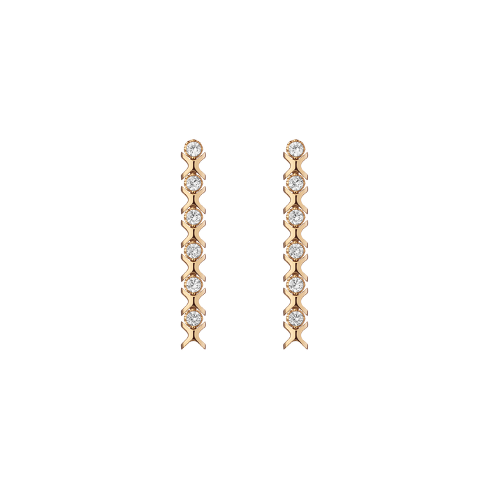 Lab Grown White Sapphire Vintage Bold X Tennis Earring Vermeil Yellow Gold First