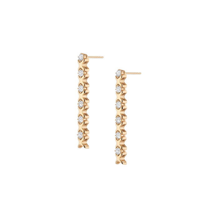 Lab Grown White Sapphire Vintage Bold X Tennis Earring Vermeil Yellow Gold