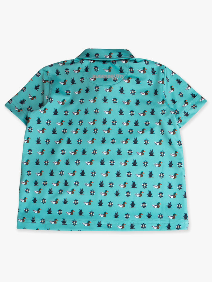 Boys Dapper Ducks Knit Short Sleeve Performance Polo: Blue