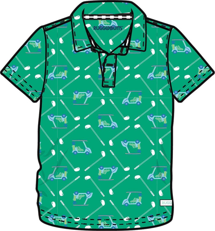 Boys Golf Course Cruiser Knit Short Sleeve Performance Polo: Green