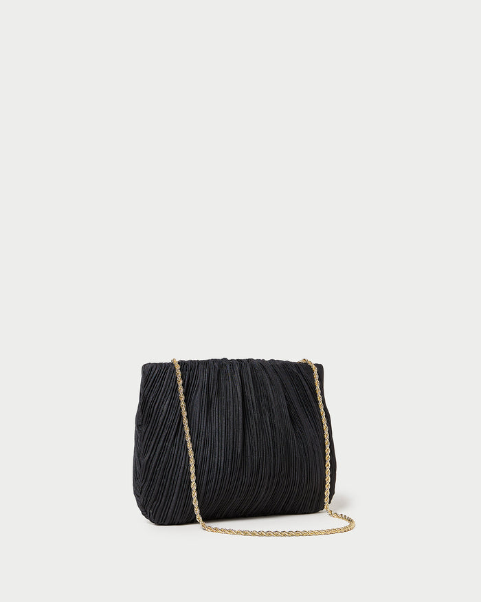 Brit Black Flat Pleated Clutch