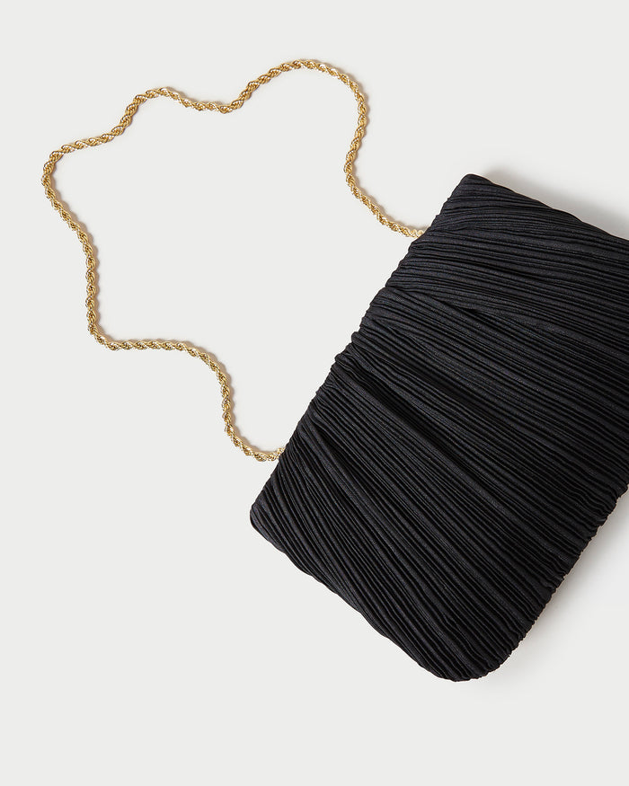 Brit Black Flat Pleated Clutch