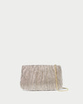 Brit Champagne Flat Pleated Clutch in champagne Italian lamé