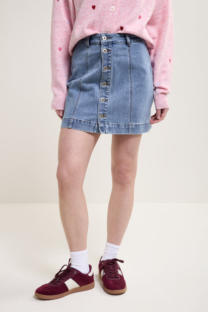 Button Denim Skirt - 7044