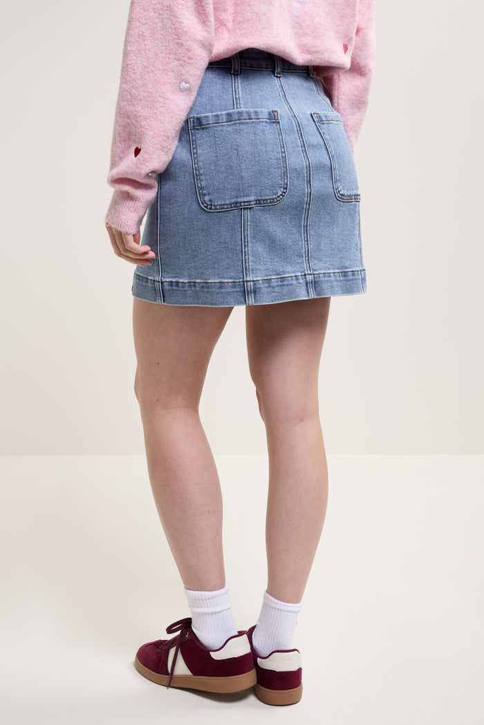 Button Denim Skirt - 7044