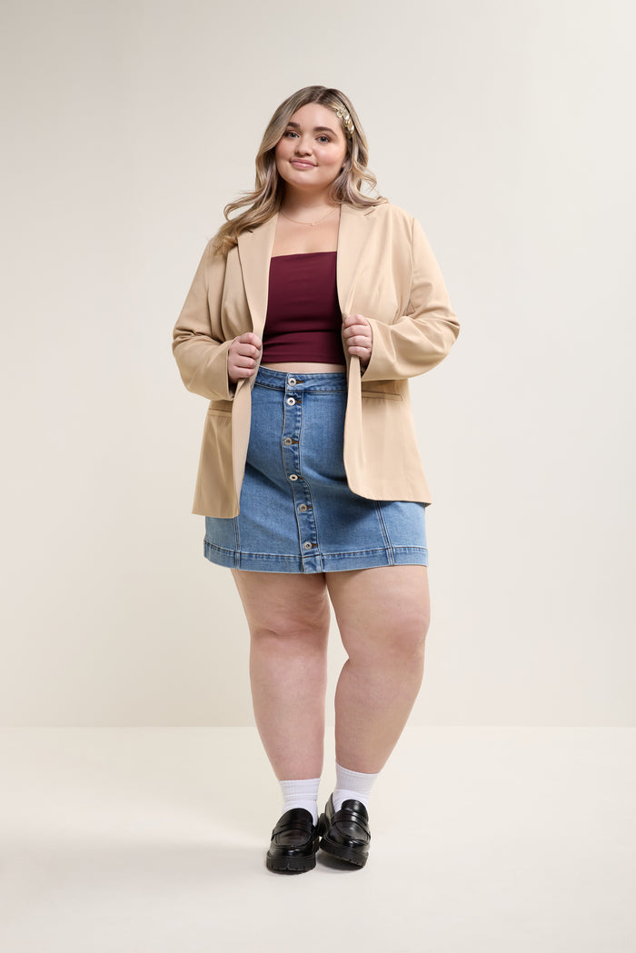 Button Denim Skirt - 7044