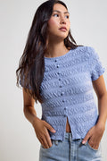 Button-Down Top with Scalloped Detailing - 9215