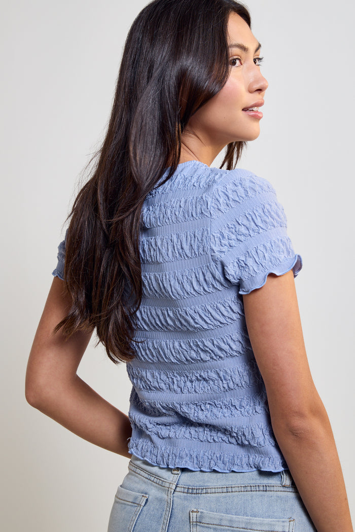 Button-Down Top with Scalloped Detailing - 9215