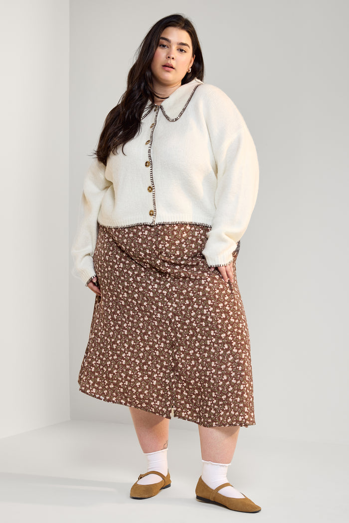 Button Midi Skirt - 6016