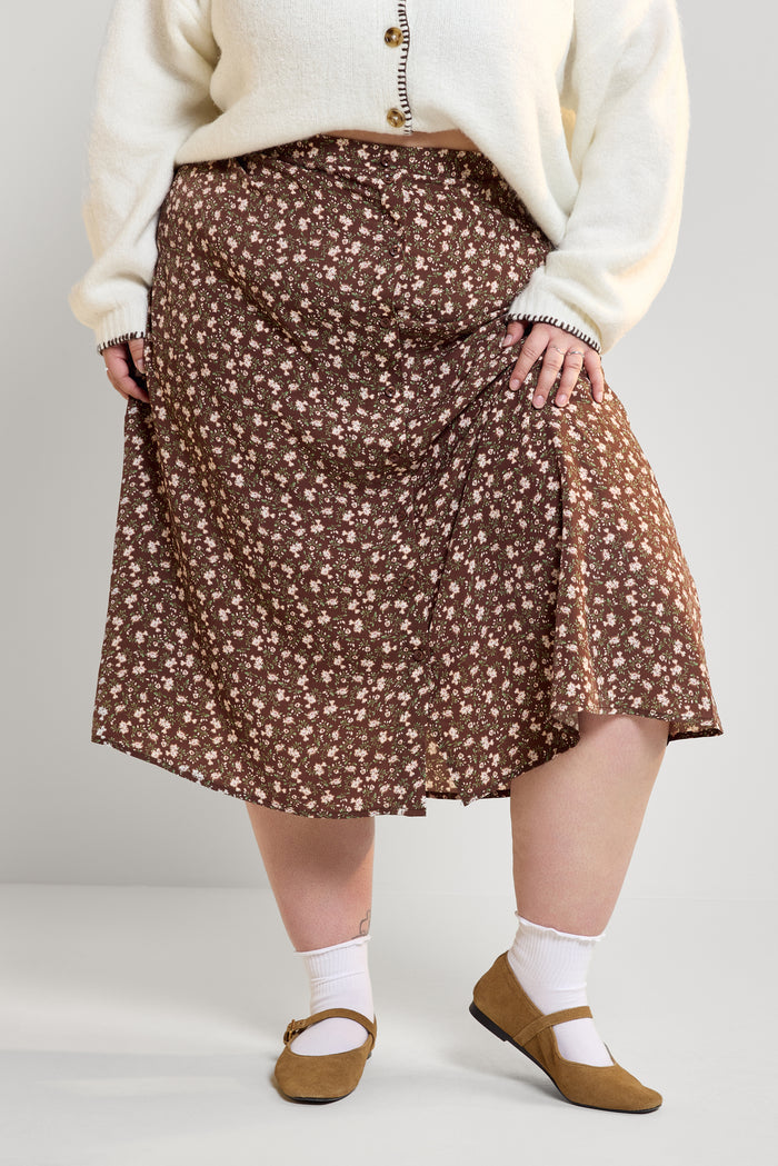 Button Midi Skirt - 6016