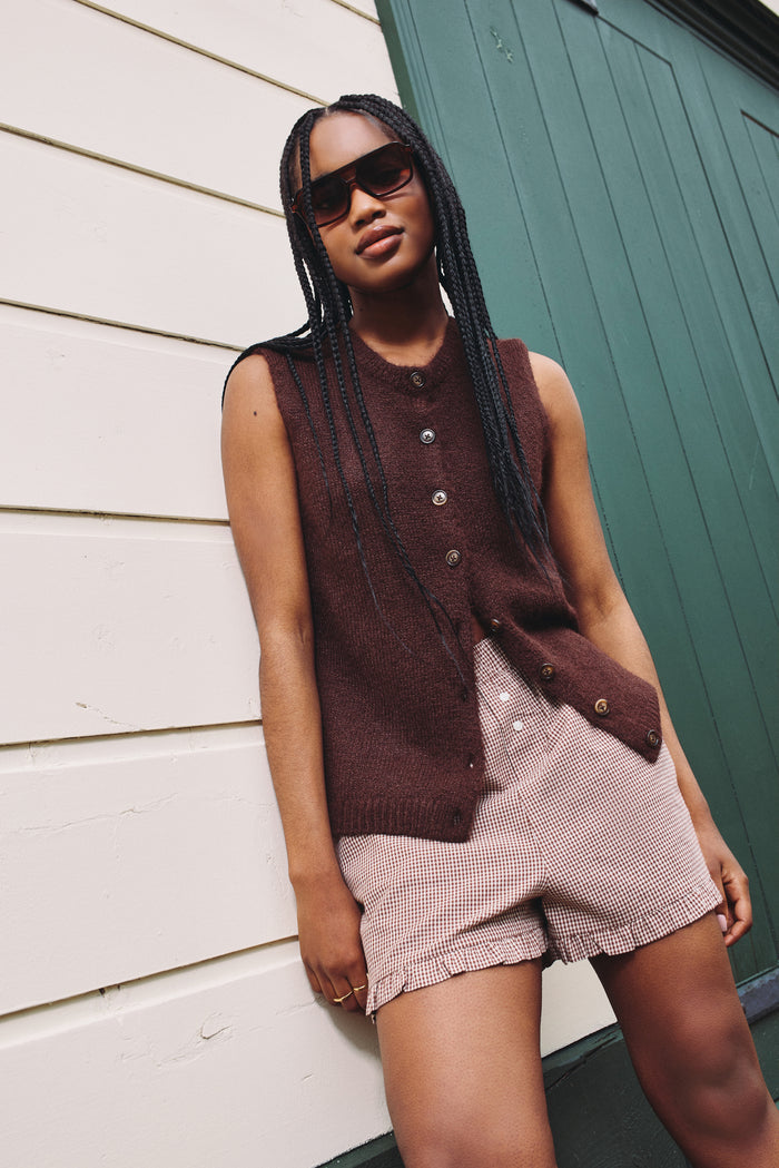 Buttoned Knit Tank Top - 8172