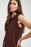 Buttoned Knit Tank Top - 8172