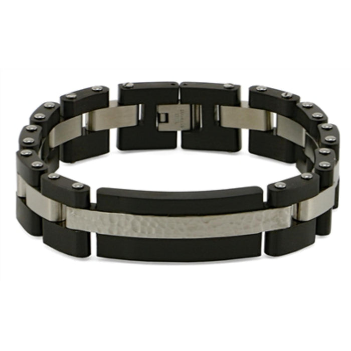 Cable link cremation bracelet-onyx & pewter cremation supplies and equipment product