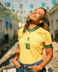 Camiseta Feminina Brasil Pelé 10 | Performance Amarela