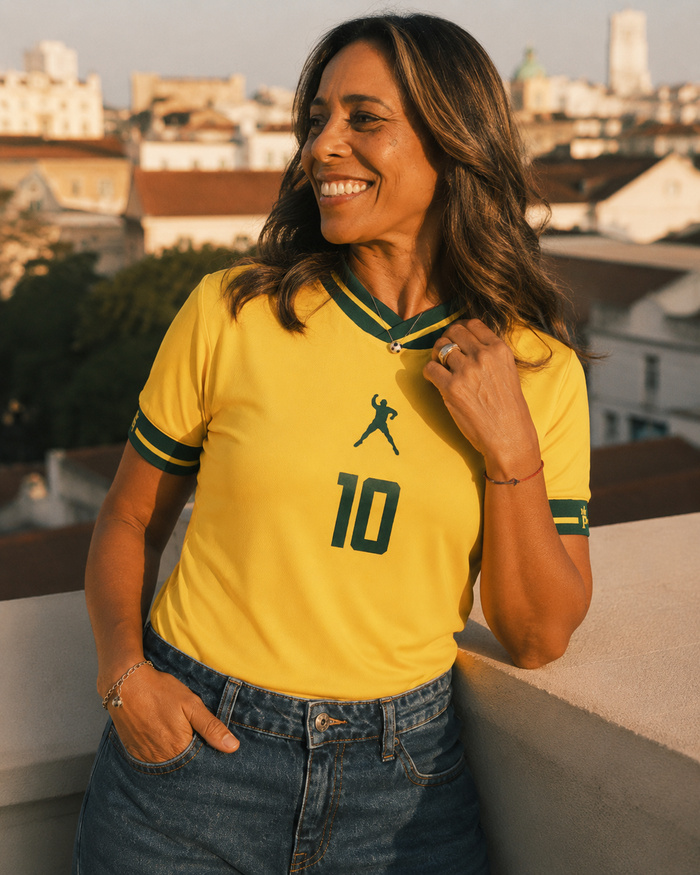Camiseta Feminina Brasil Pelé 10 | Performance Amarela