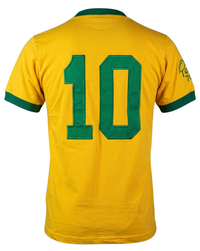 Camiseta Feminina Retro Athleta Pelé 1970 - Amarela