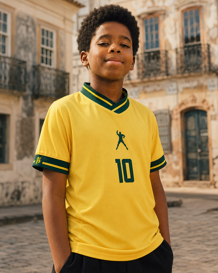 Camiseta Infantil Brasil Pelé 10 | Performance Amarela