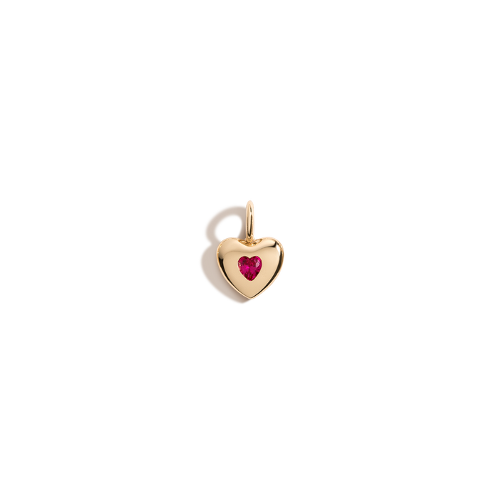 Candy Heart Charm Vermeil Yellow Gold  Pink Sapphire Be Mine XOXO True Love Darling Ur So Fine Yes Wink Wink Forever