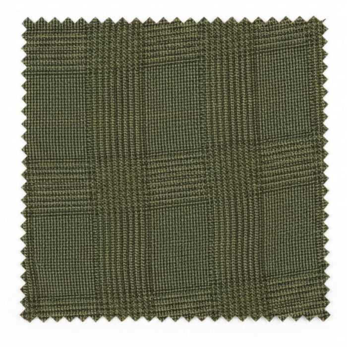 Olive windowpane suit fabric swatch from Catania Collection