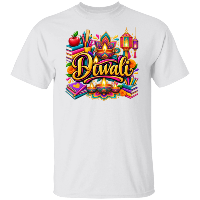 Celebrate Diwali teacher and school staff T-shirt white