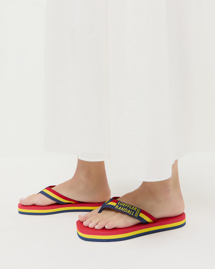 Chase Red/Yellow Flip Flop in red, yellow, and navy foam.