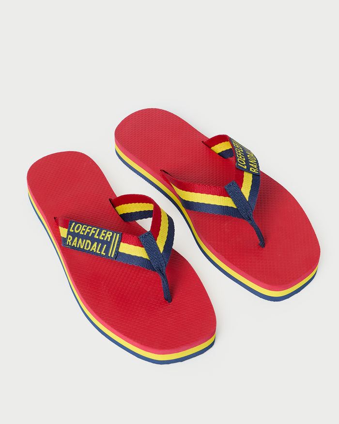 Chase Red/Yellow Flip Flop in red, yellow, and navy foam.
