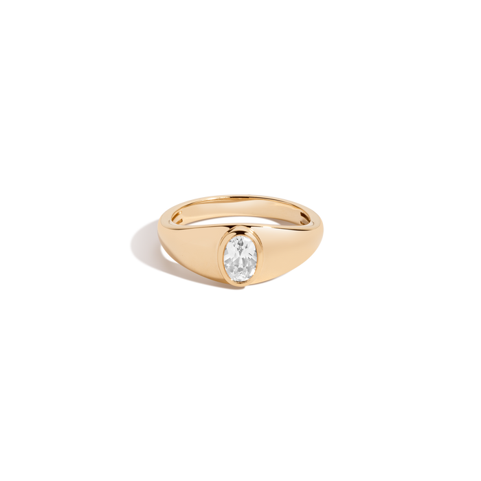 Chunky Lab Grown White Sapphire Oval Ring Vermeil Yellow Gold First