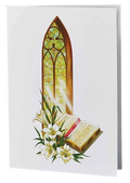 Church window  acknowledgement card used in funeral service operations, from lynch supply