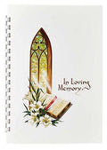 Church window register book used in funeral service operations, from lynch supply