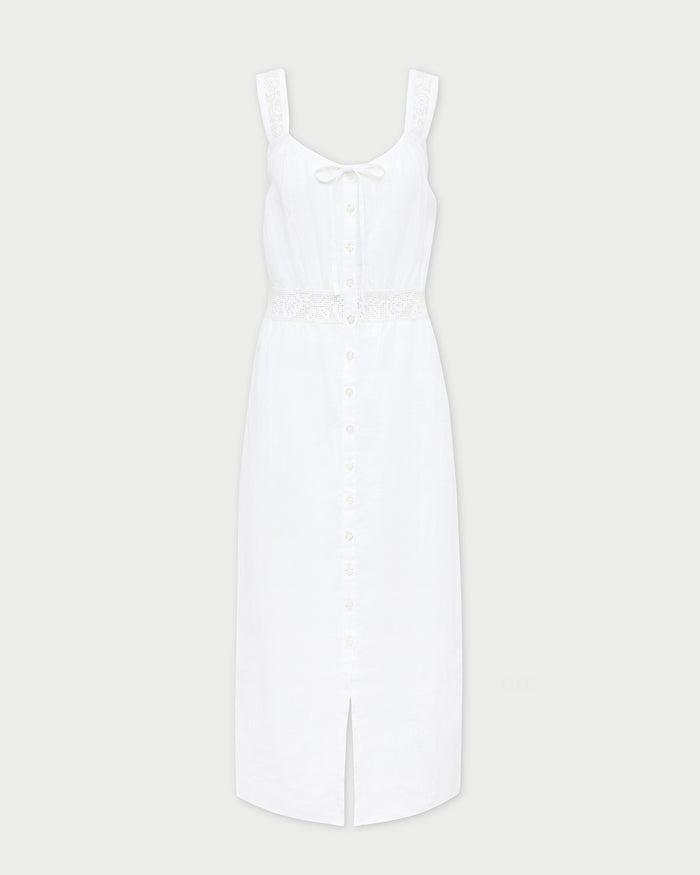 Clarissa Dress in white linen.