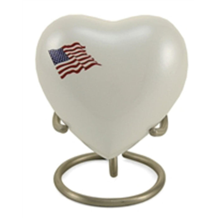 Classic flag keepsake heart-white cremation supplies and equipment product