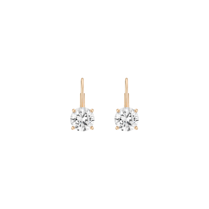 Classic Lab Grown White Sapphire Drop Earrings Vermeil Yellow Gold First